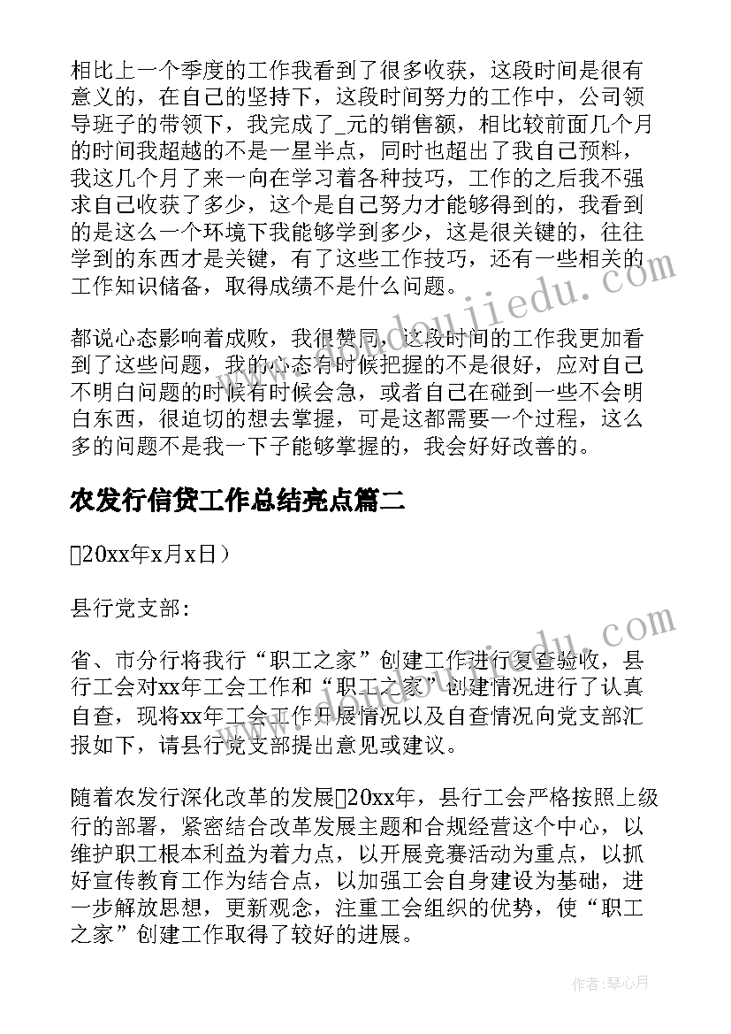 最新农发行信贷工作总结亮点(精选6篇)