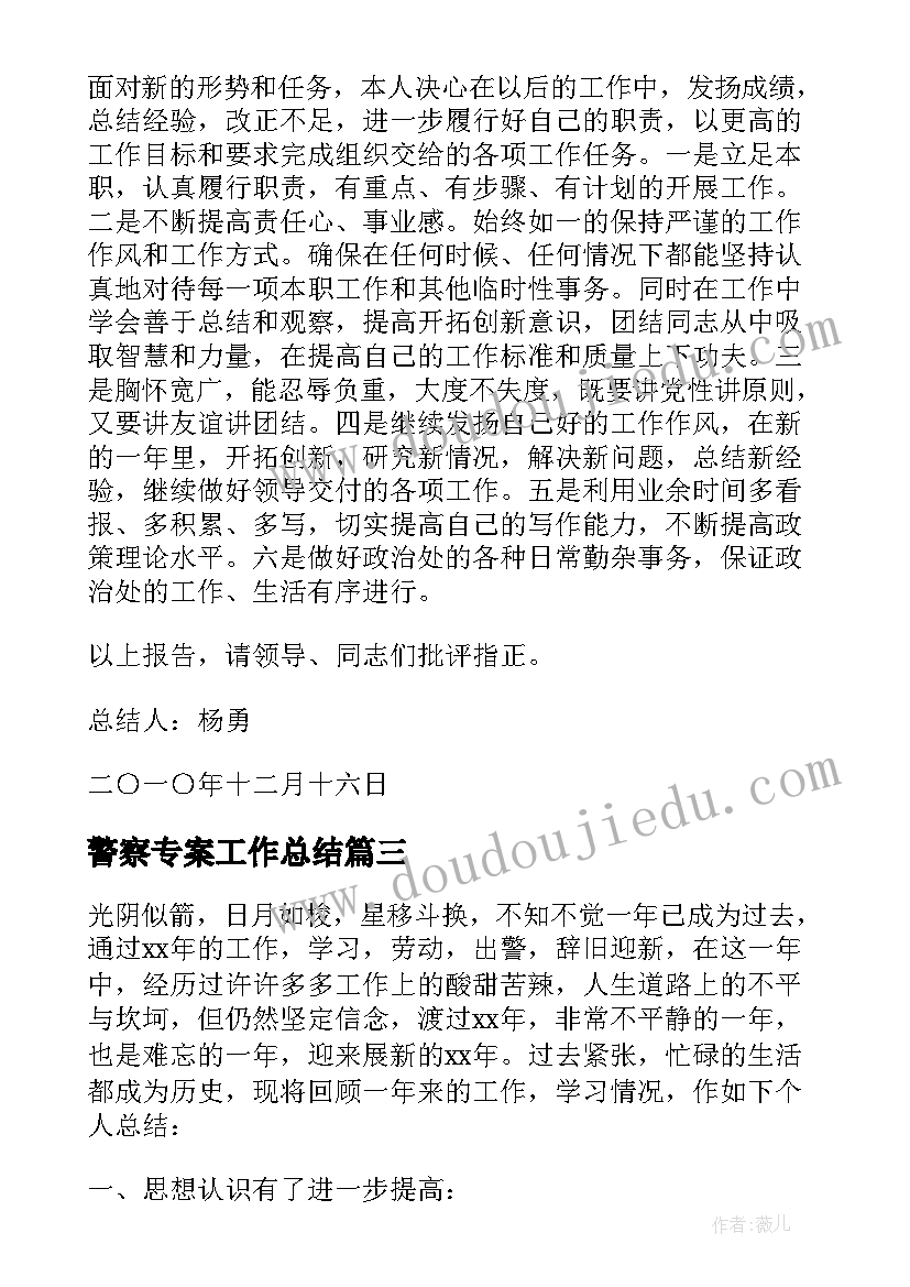 2023年警察专案工作总结(精选5篇)