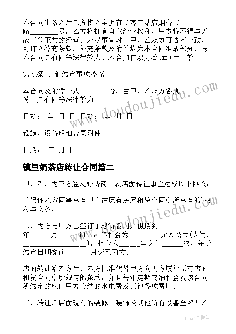 2023年镇里奶茶店转让合同 奶茶店转让合同(优质5篇)