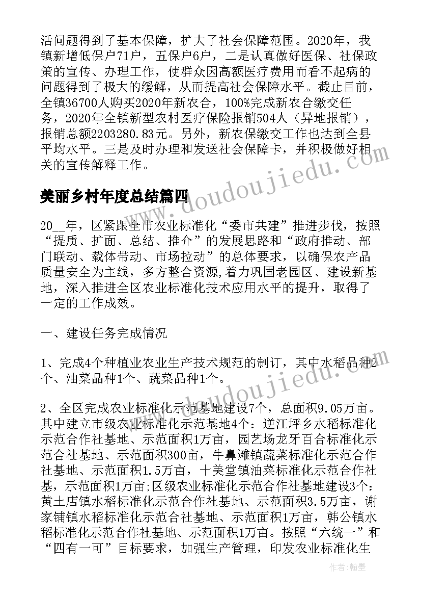 最新美丽乡村年度总结 美丽乡村建设工作总结(通用7篇)