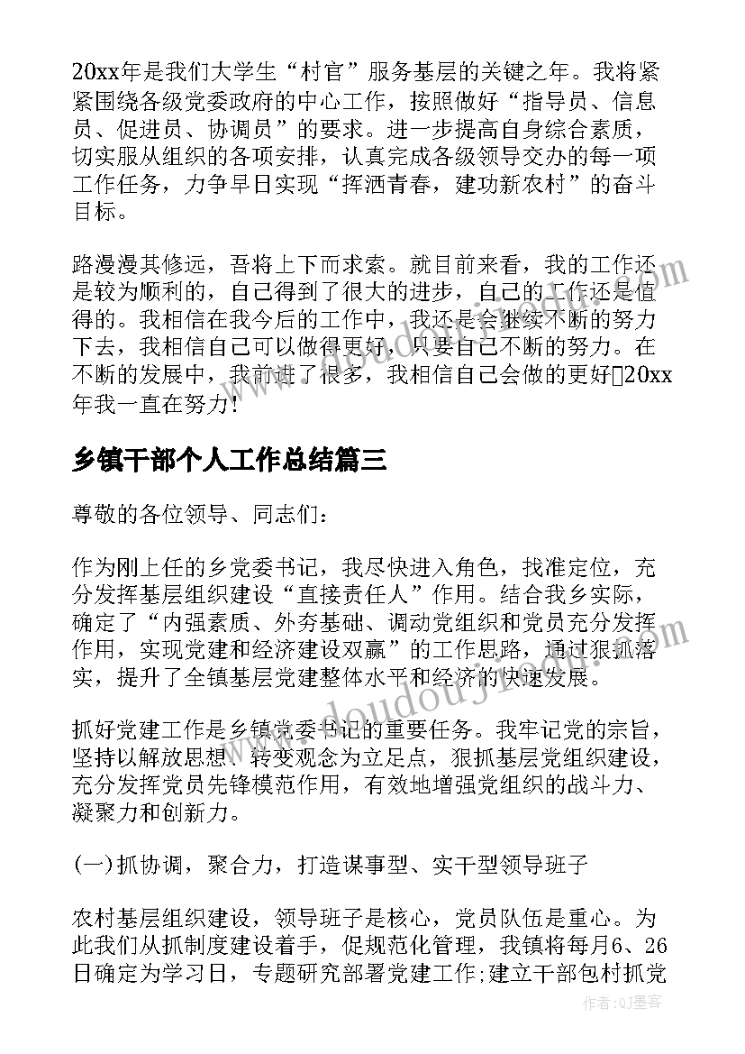 乡镇干部个人工作总结(实用5篇)