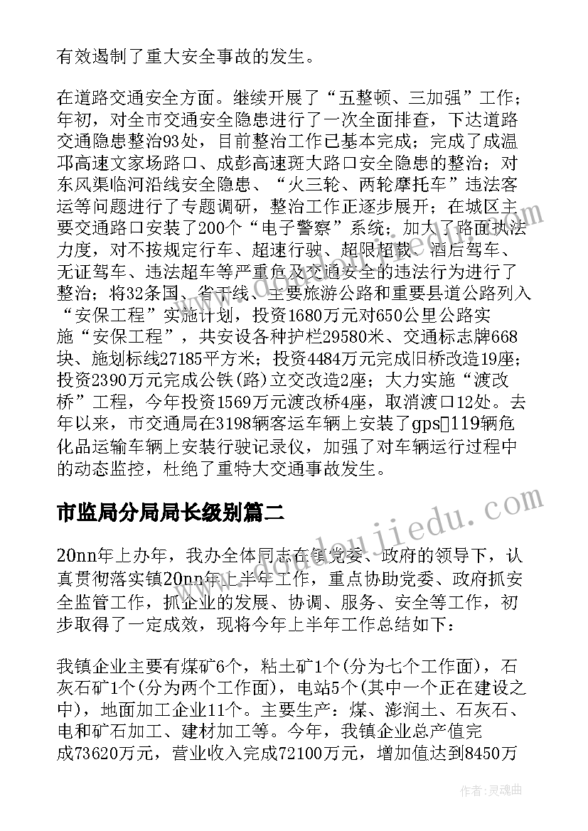 2023年市监局分局局长级别 安监局个人工作总结(优秀8篇)