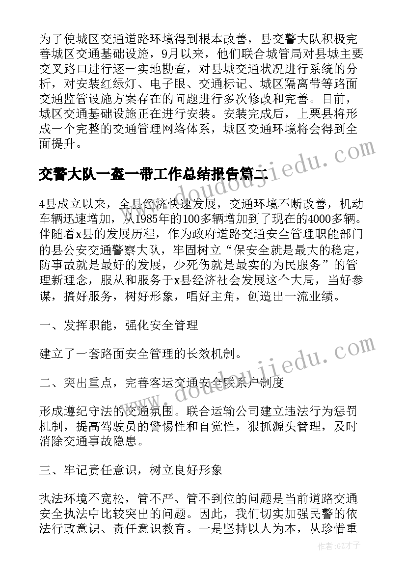 2023年交警大队一盔一带工作总结报告(大全5篇)