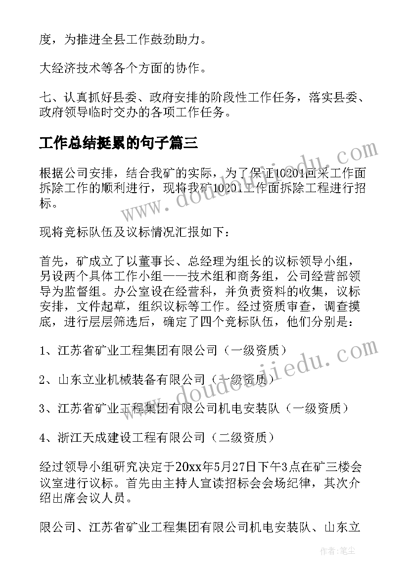 2023年工作总结挺累的句子(模板9篇)