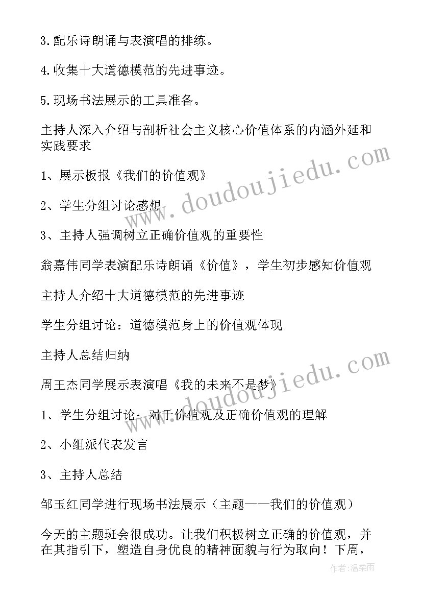 最新我为核心价值观代言主持词 社会主义核心价值观班会策划书(汇总5篇)