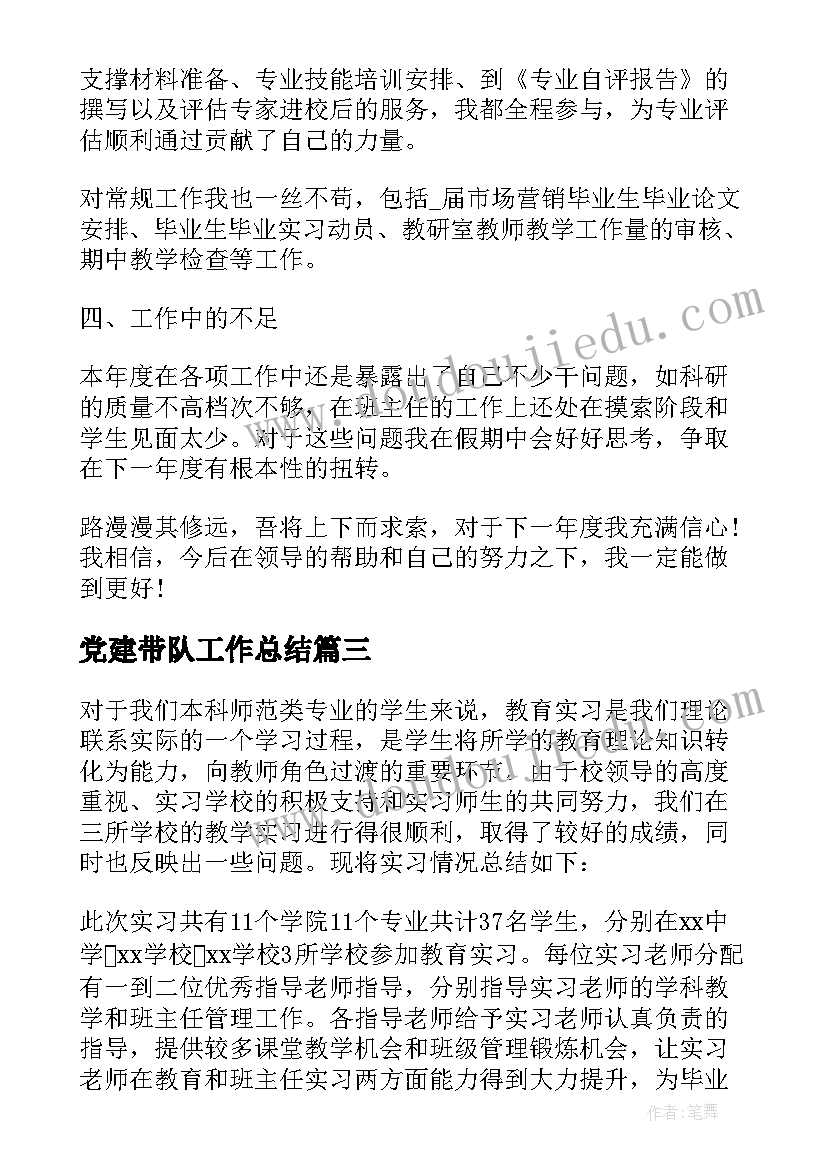 最新党建带队工作总结 实习带队工作总结(汇总7篇)