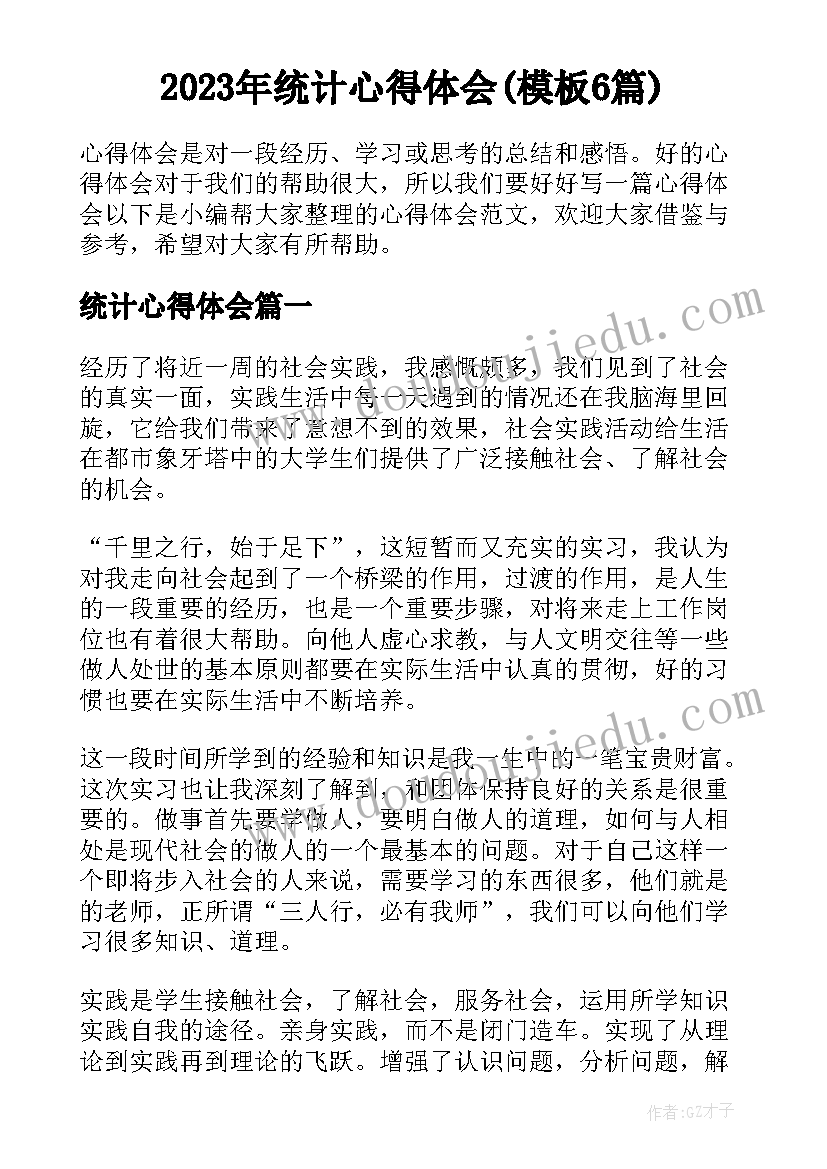 2023年统计心得体会(模板6篇)