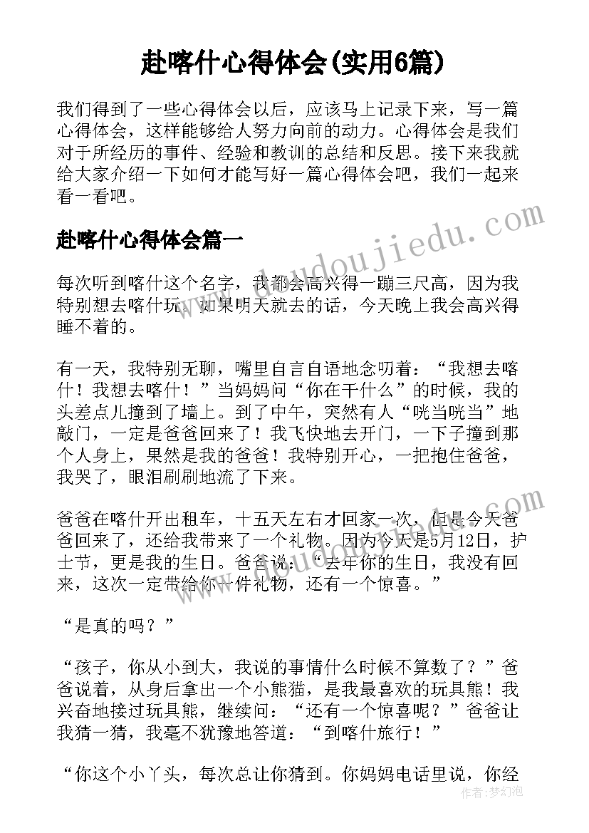 赴喀什心得体会(实用6篇)