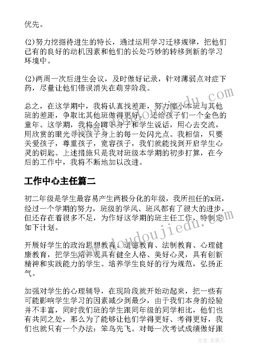 最新工作中心主任 主任工作计划(汇总6篇)