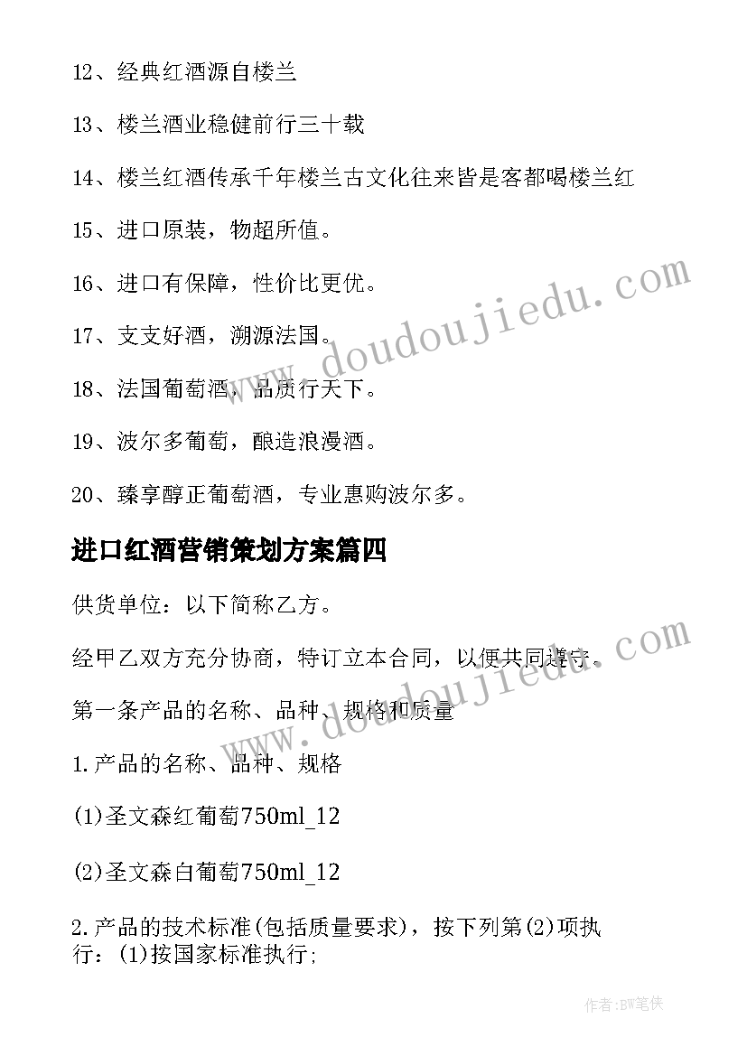 2023年进口红酒营销策划方案 进口红酒买卖合同(汇总8篇)