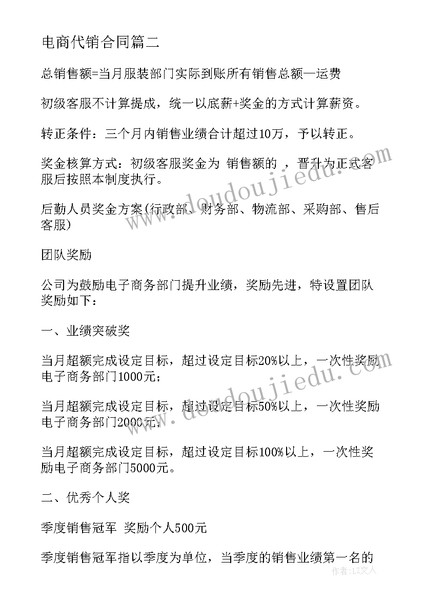 电商代销合同 跨境电商代理记账合同优选(通用5篇)