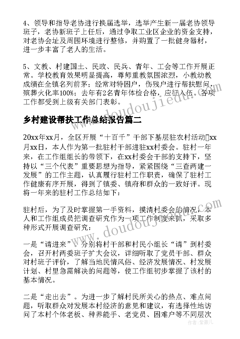 乡村建设帮扶工作总结报告(实用6篇)