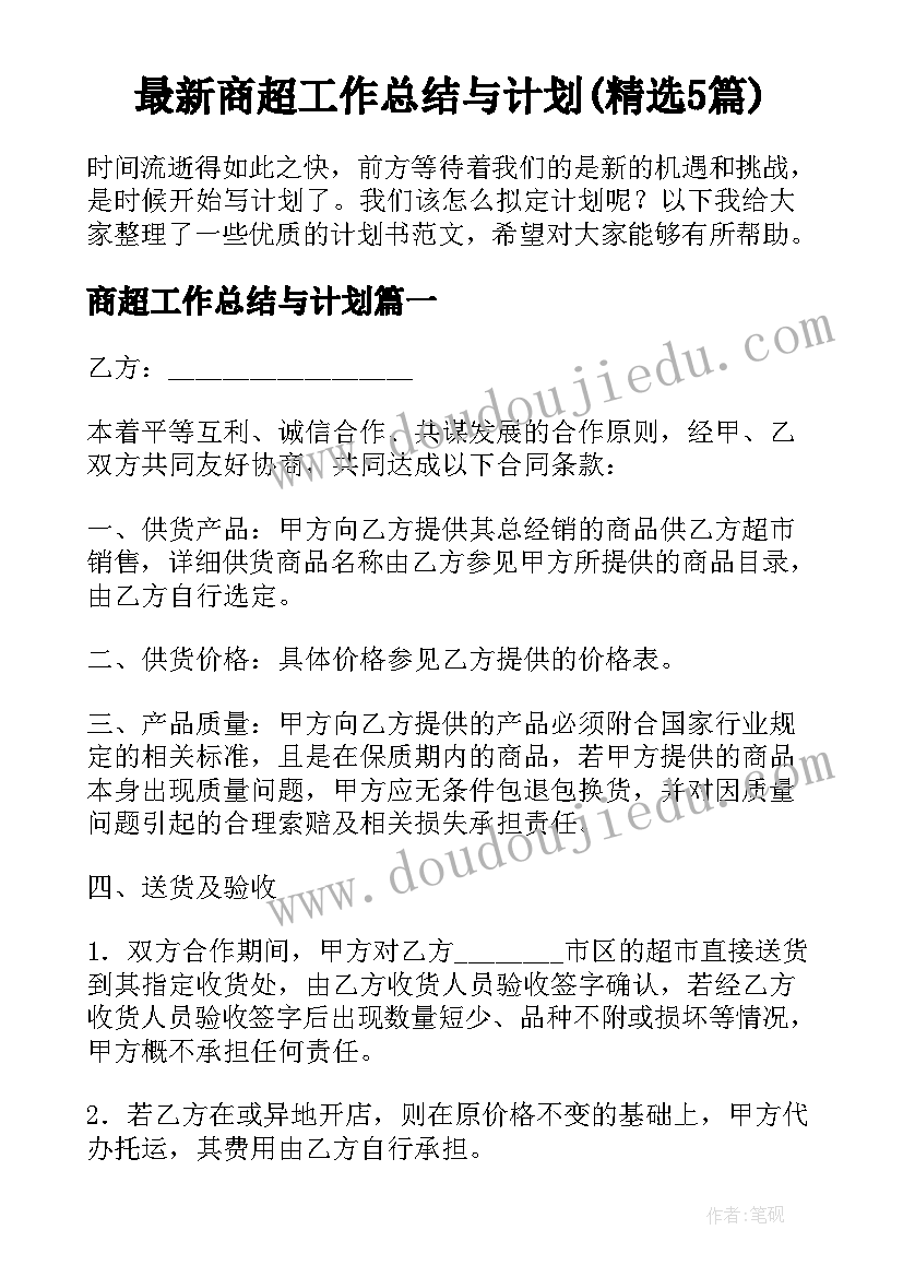 最新商超工作总结与计划(精选5篇)