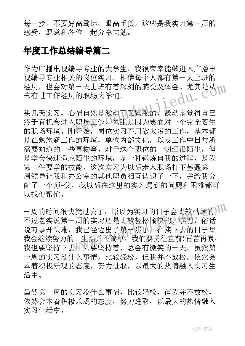 年度工作总结编导(优秀6篇)