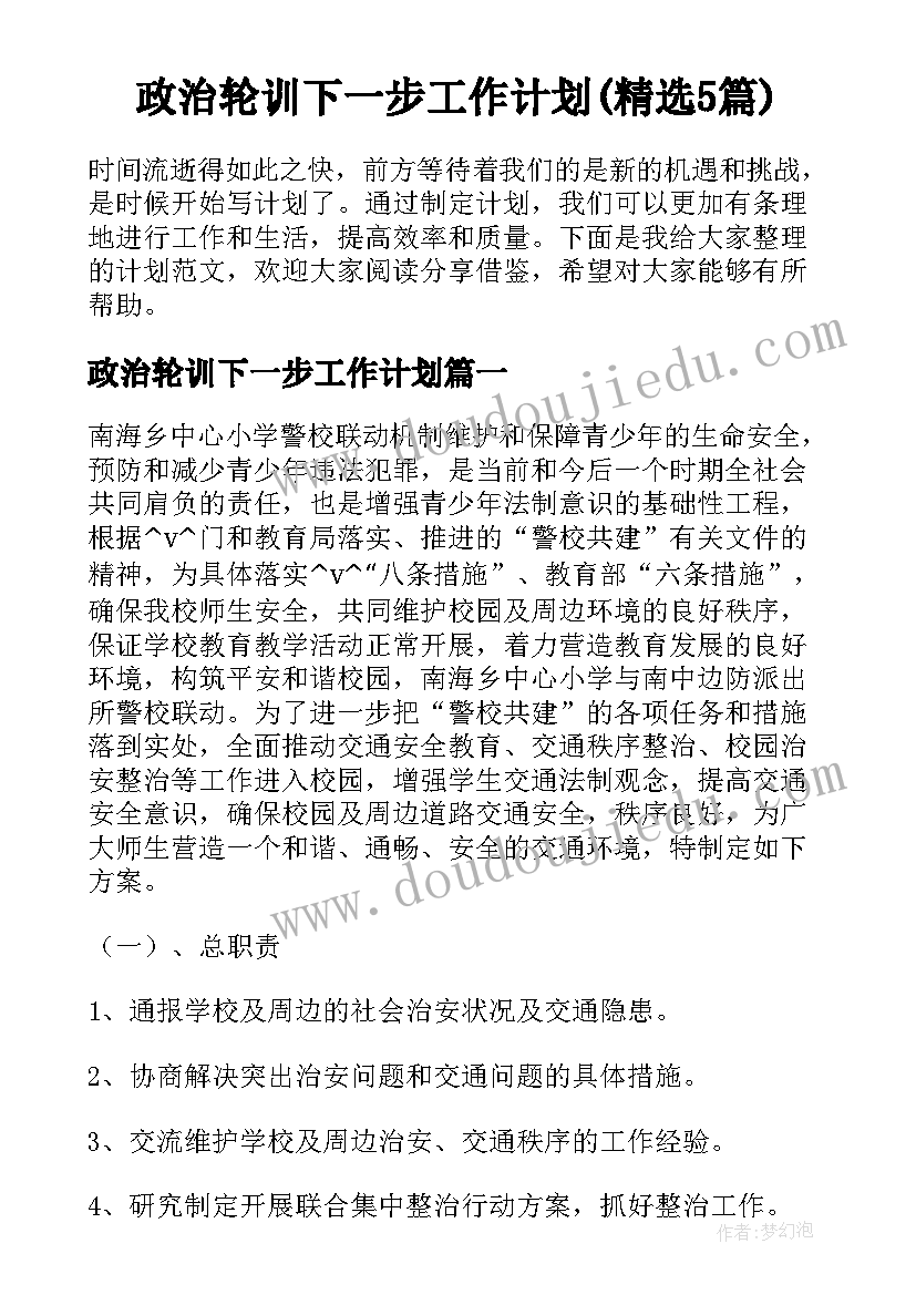 政治轮训下一步工作计划(精选5篇)