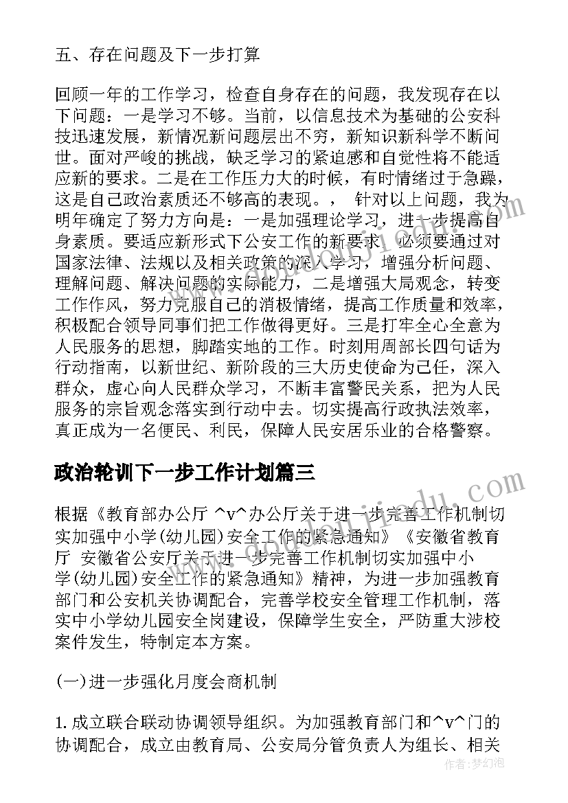 政治轮训下一步工作计划(精选5篇)