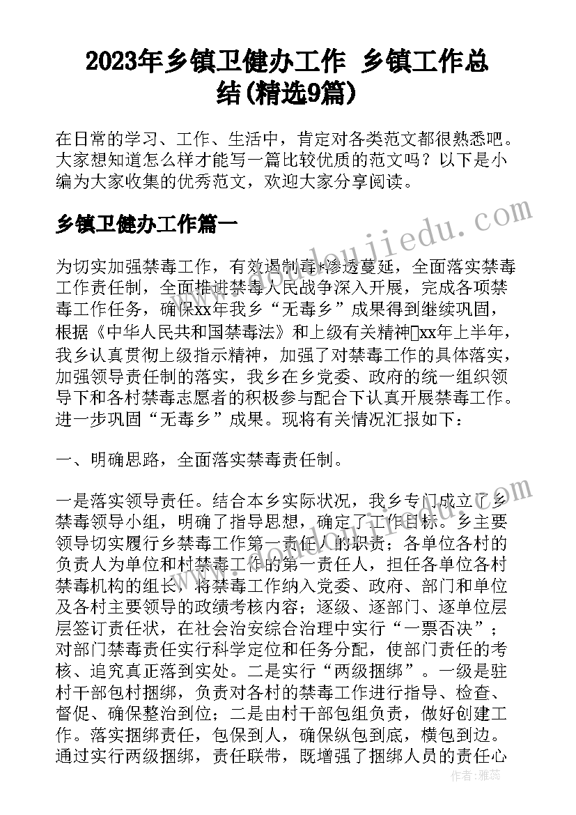 2023年乡镇卫健办工作 乡镇工作总结(精选9篇)