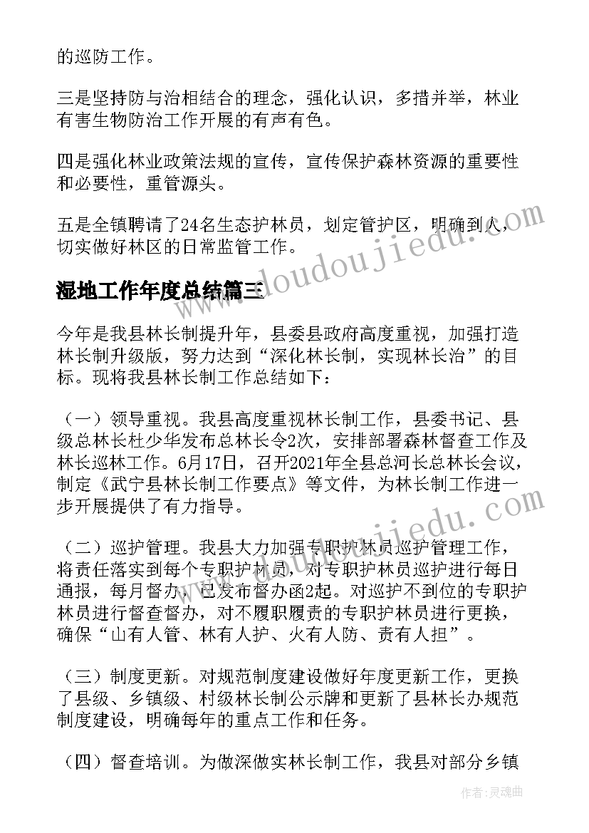 2023年湿地工作年度总结(通用5篇)