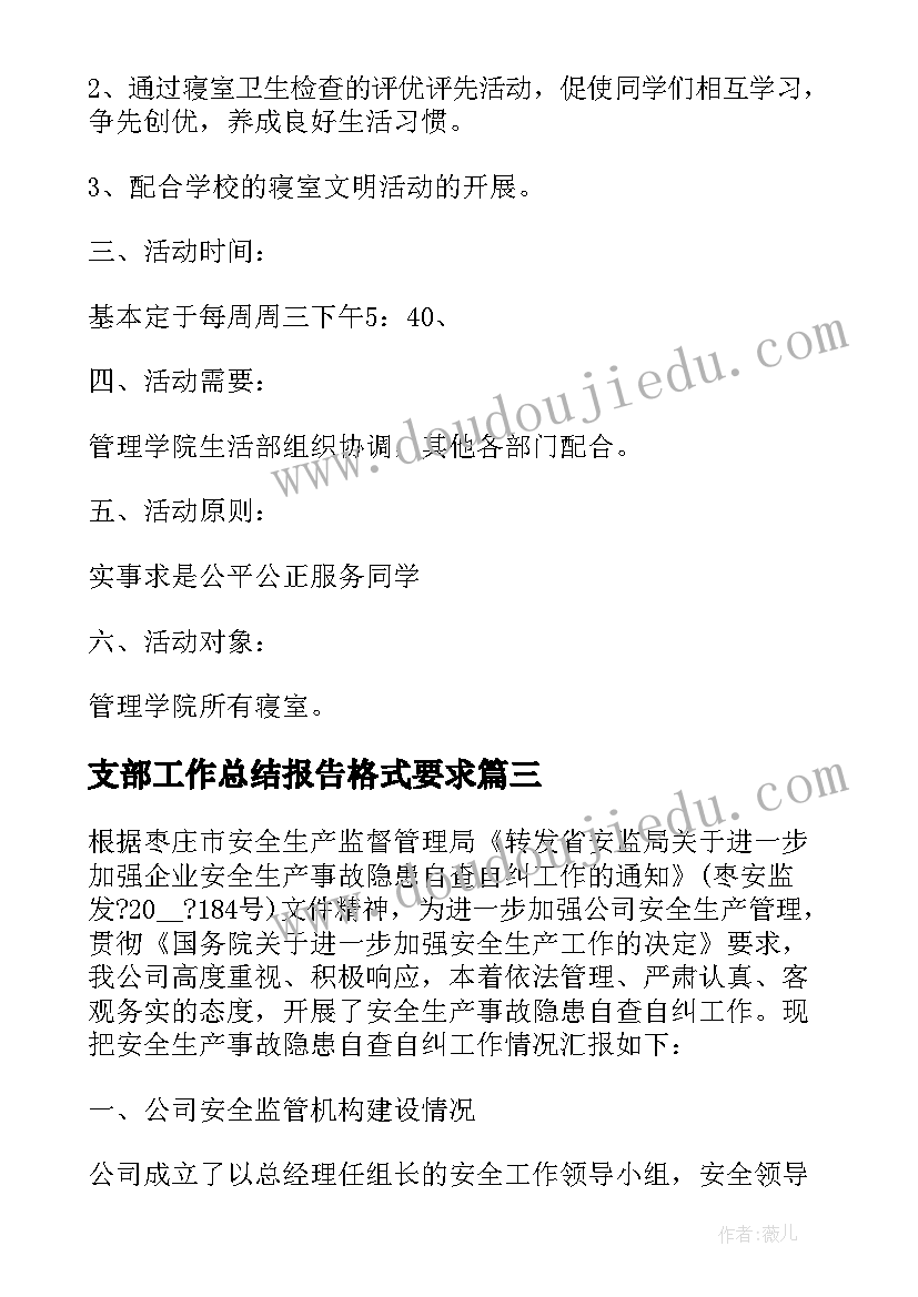 2023年支部工作总结报告格式要求 工作总结报告格式(优质9篇)