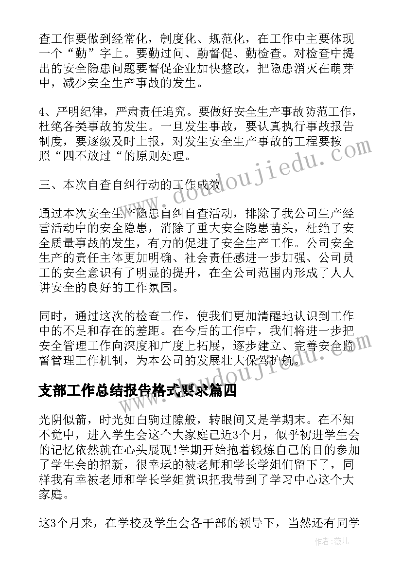 2023年支部工作总结报告格式要求 工作总结报告格式(优质9篇)