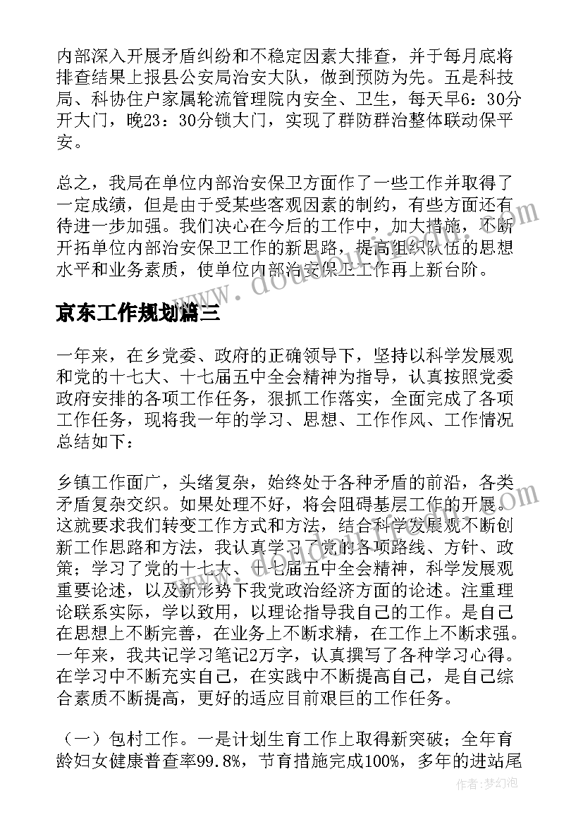 最新京东工作规划(实用5篇)