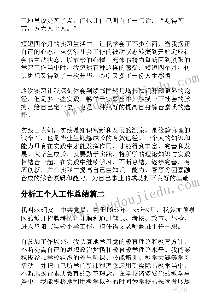 分析工个人工作总结(实用6篇)