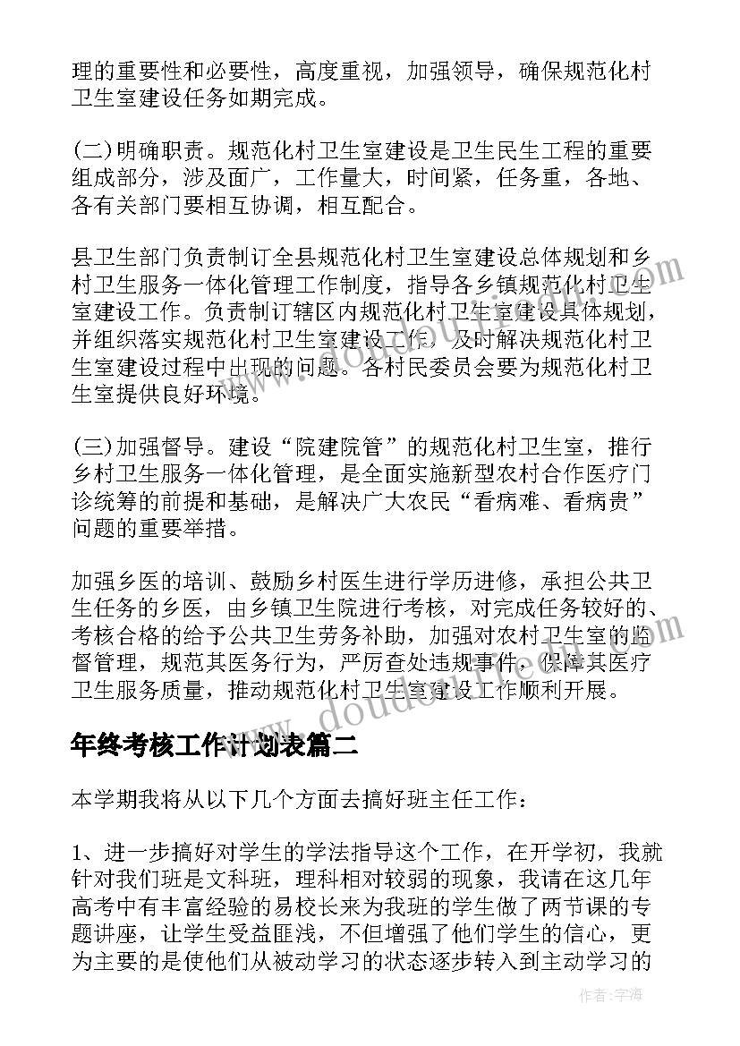 2023年年终考核工作计划表(优质6篇)