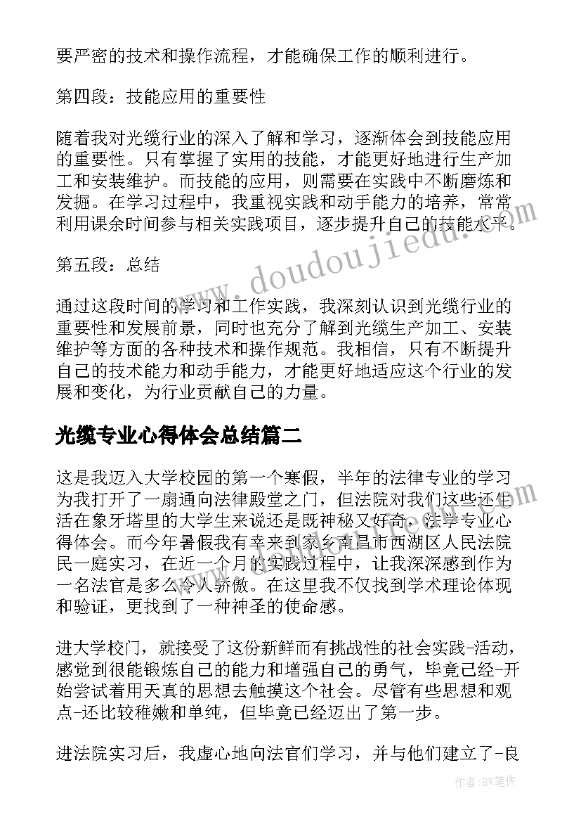 光缆专业心得体会总结 光缆专业心得体会(模板7篇)