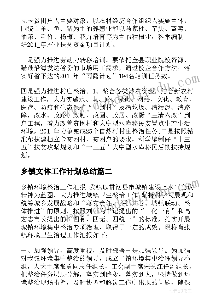 最新乡镇文体工作计划总结(大全9篇)