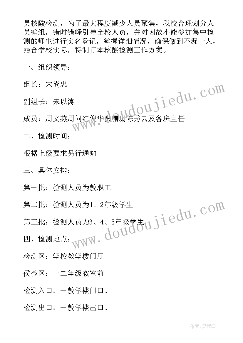 核酸检测组长工作计划 食堂核酸检测工作计划(通用6篇)