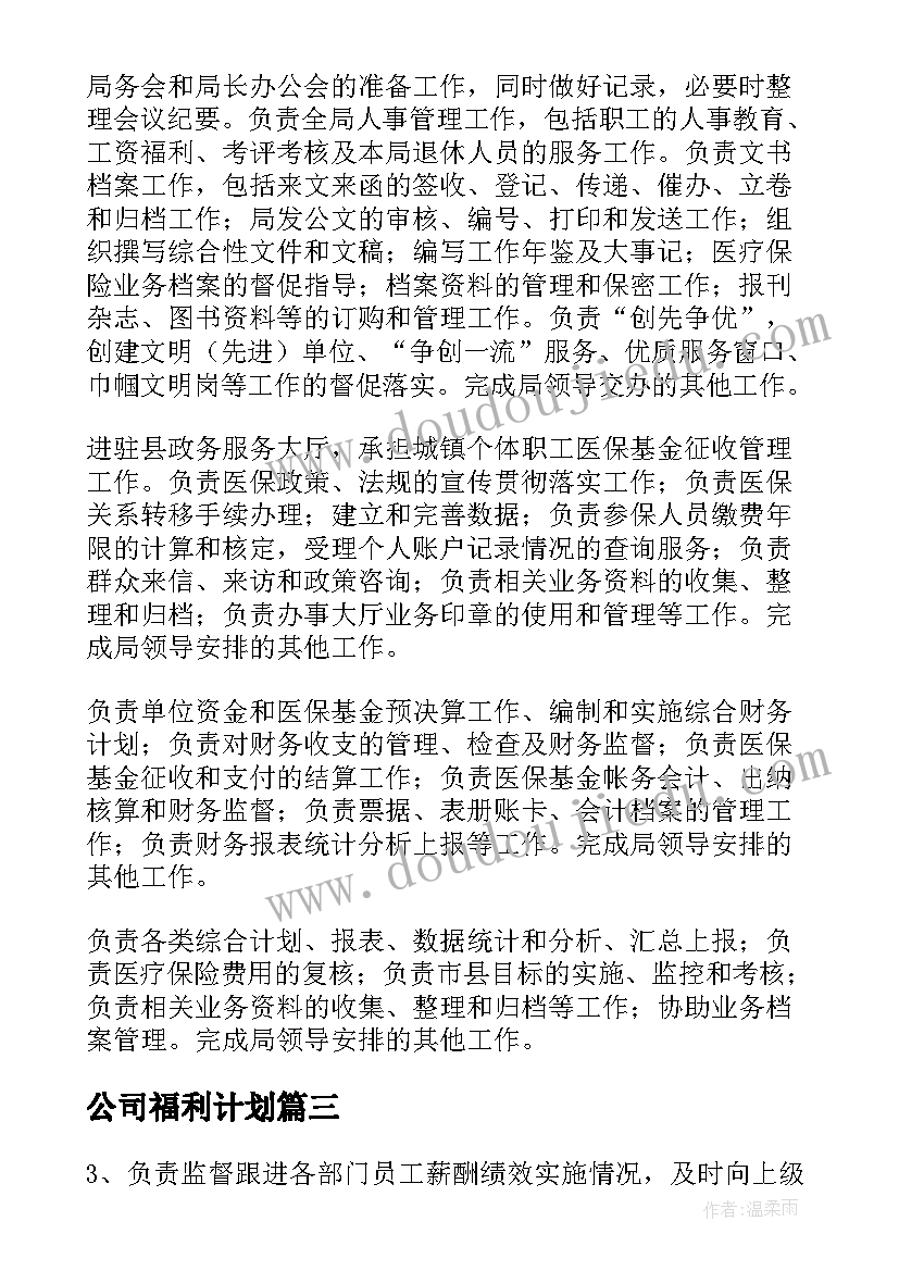 最新公司福利计划(汇总6篇)