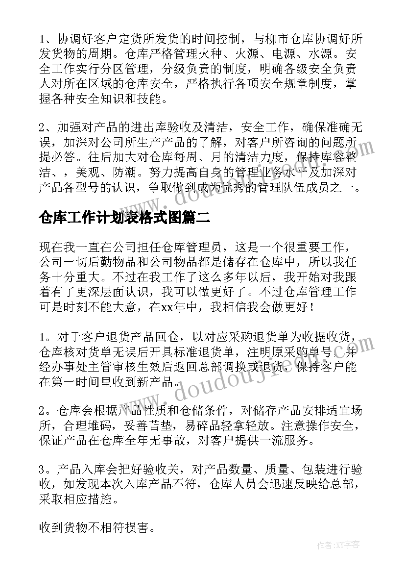 2023年仓库工作计划表格式图 仓库工作计划(优质9篇)