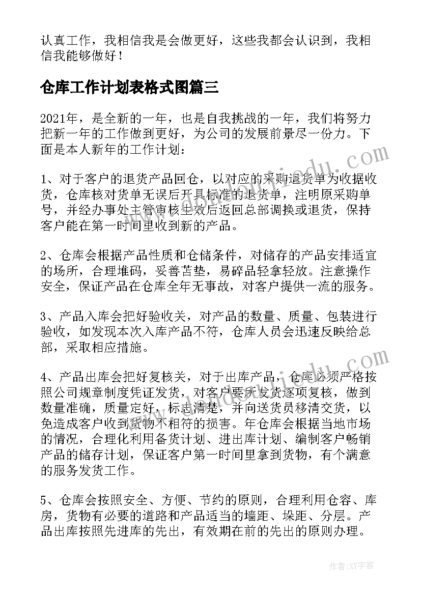 2023年仓库工作计划表格式图 仓库工作计划(优质9篇)