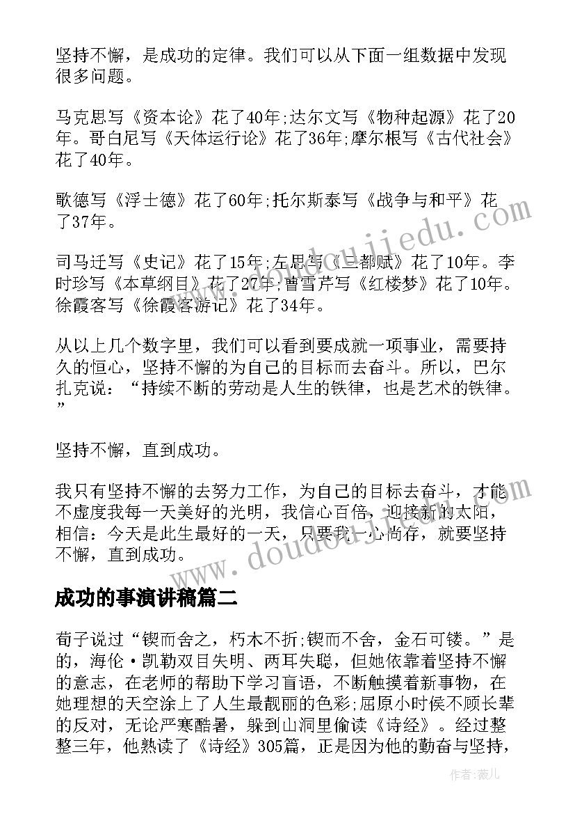 2023年成功的事演讲稿 成功需要坚持演讲稿三分钟(精选5篇)