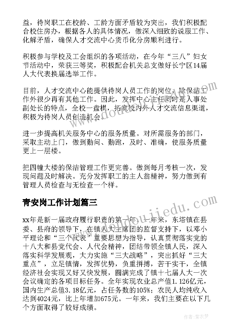 2023年青安岗工作计划 年度工作总结(实用5篇)