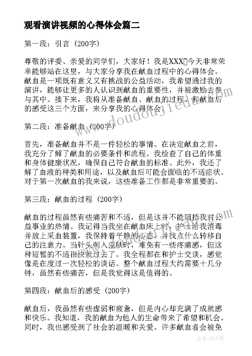 观看演讲视频的心得体会(通用10篇)