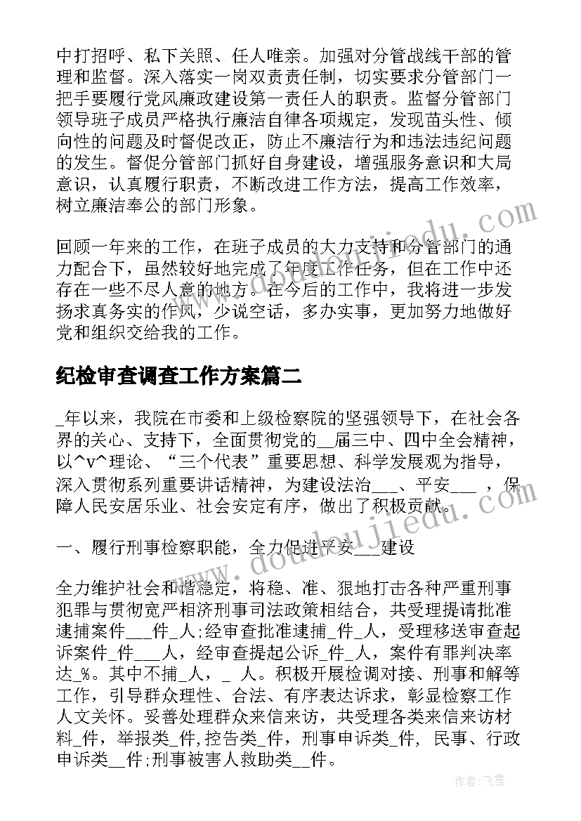 最新纪检审查调查工作方案(模板5篇)