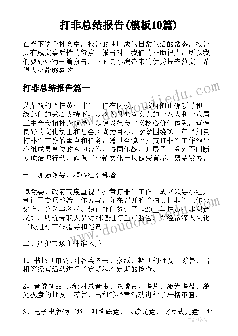 打非总结报告(模板10篇)