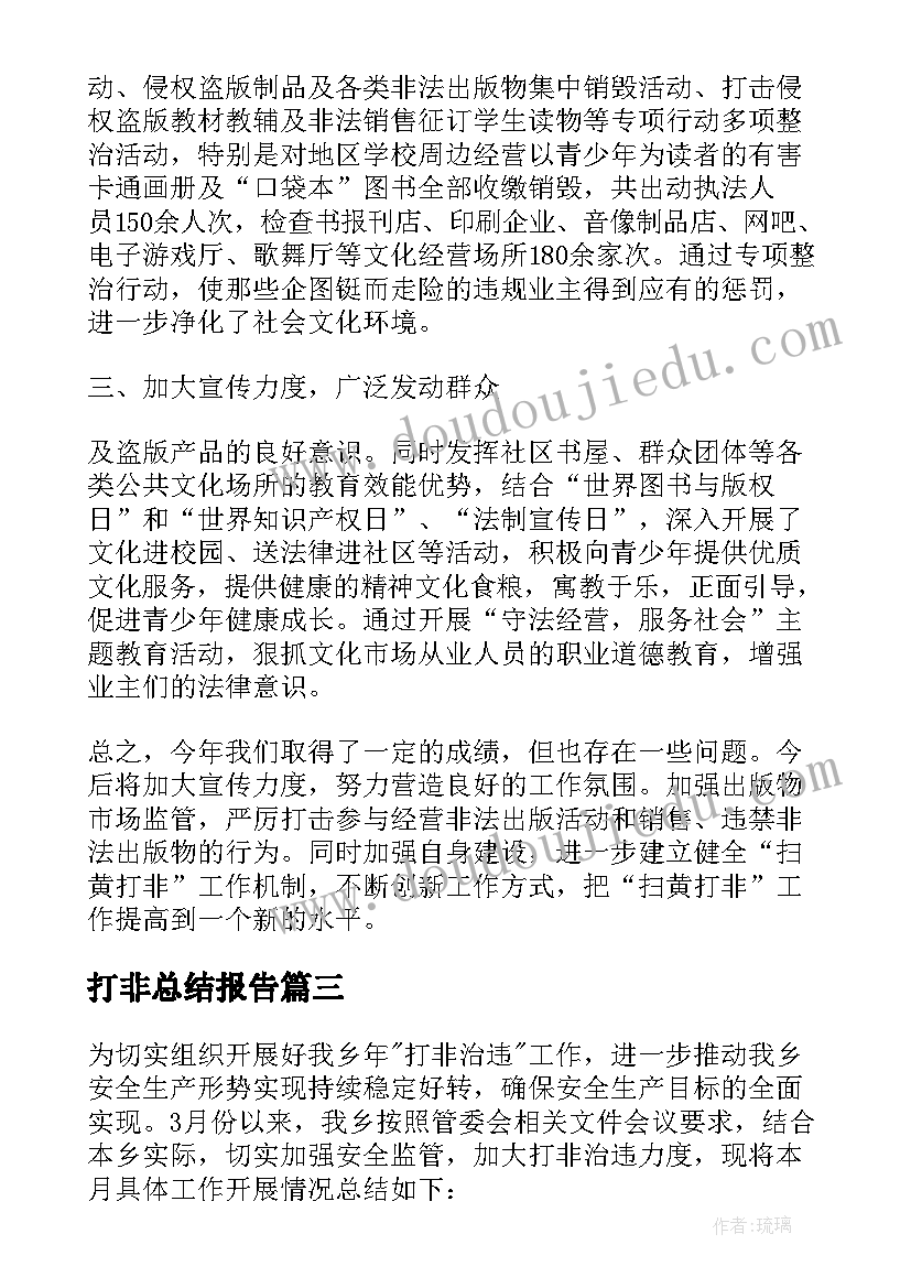 打非总结报告(模板10篇)