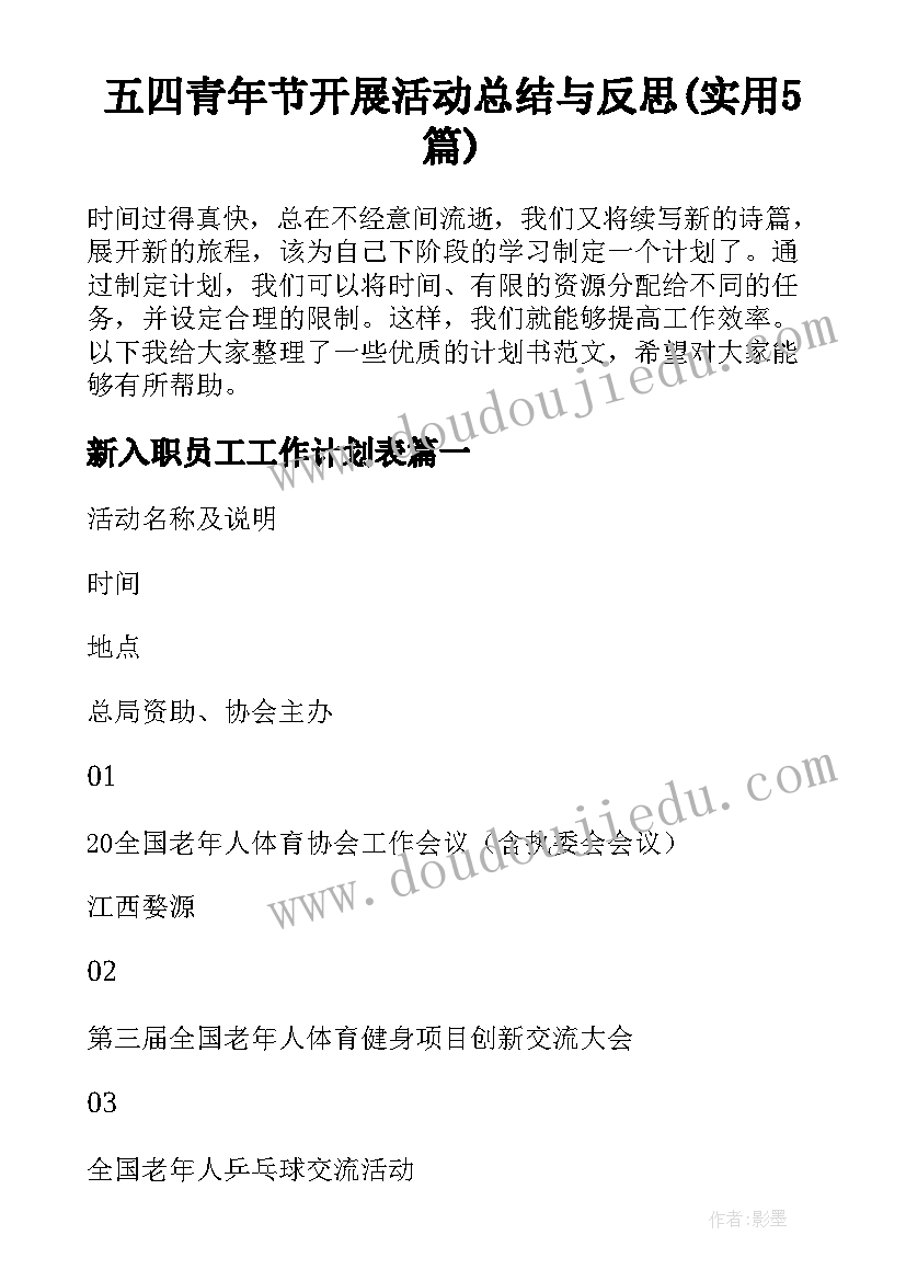 五四青年节开展活动总结与反思(实用5篇)