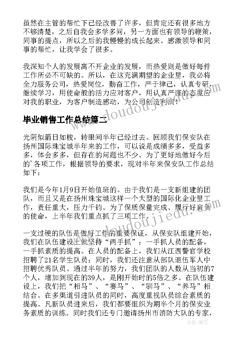 毕业销售工作总结 销售员销售工作总结(精选5篇)