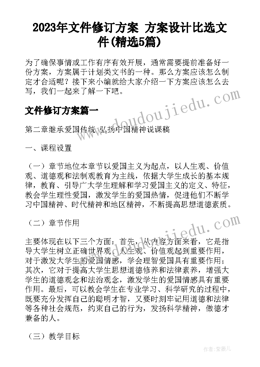 2023年文件修订方案 方案设计比选文件(精选5篇)