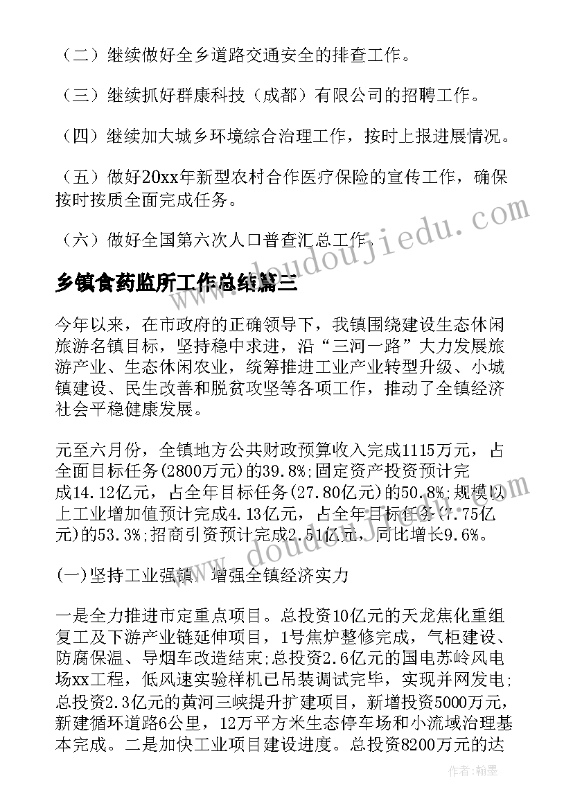 2023年乡镇食药监所工作总结(实用5篇)