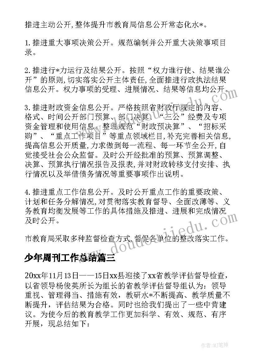 少年周刊工作总结(汇总5篇)