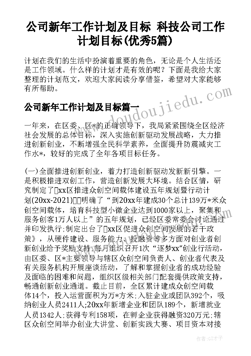 公司新年工作计划及目标 科技公司工作计划目标(优秀5篇)