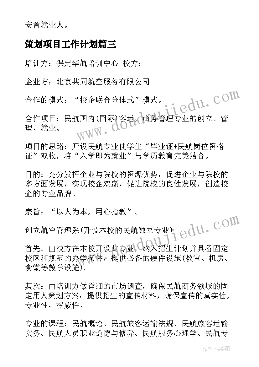 2023年策划项目工作计划(汇总9篇)