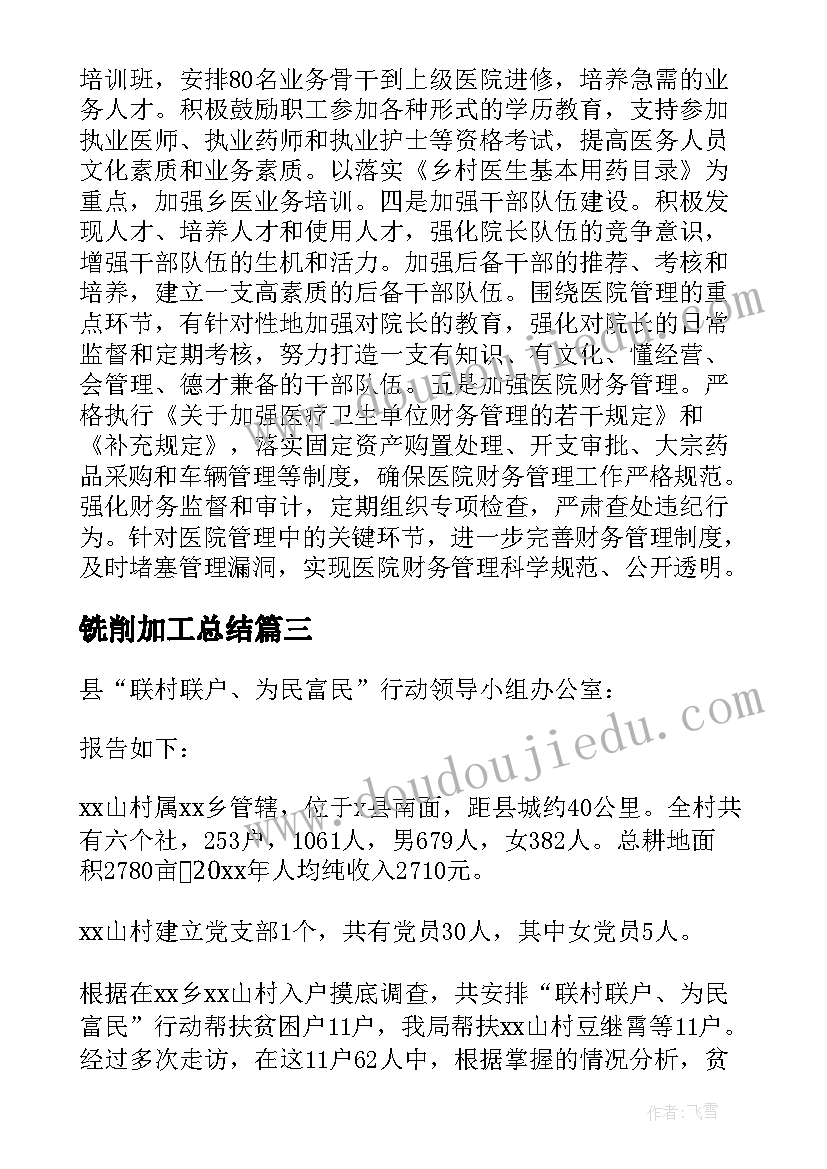 最新铣削加工总结(模板8篇)