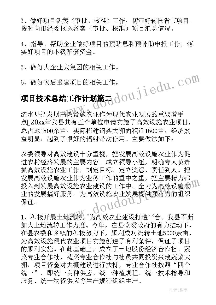 2023年项目技术总结工作计划 技术改造项目工作总结(实用5篇)