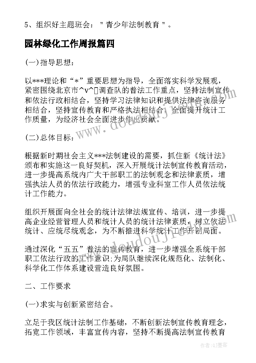 最新园林绿化工作周报 每周工作计划表格(实用8篇)