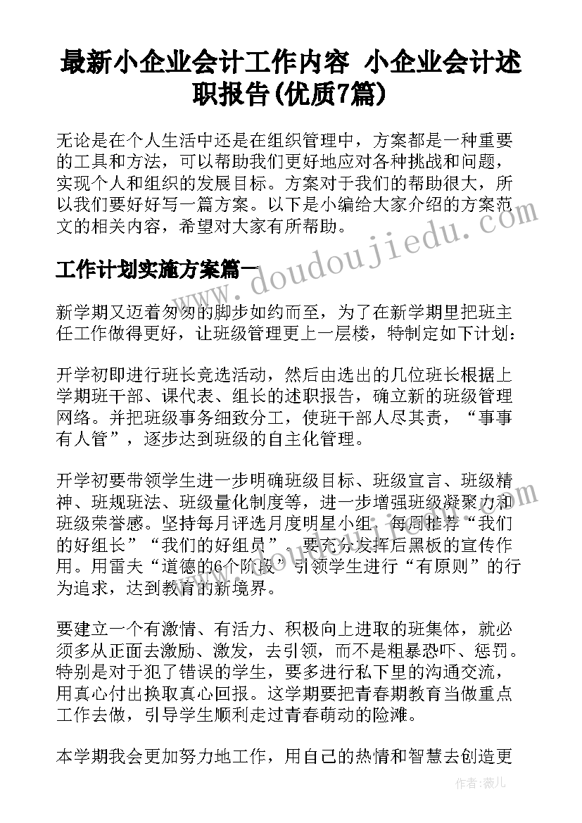 最新小企业会计工作内容 小企业会计述职报告(优质7篇)